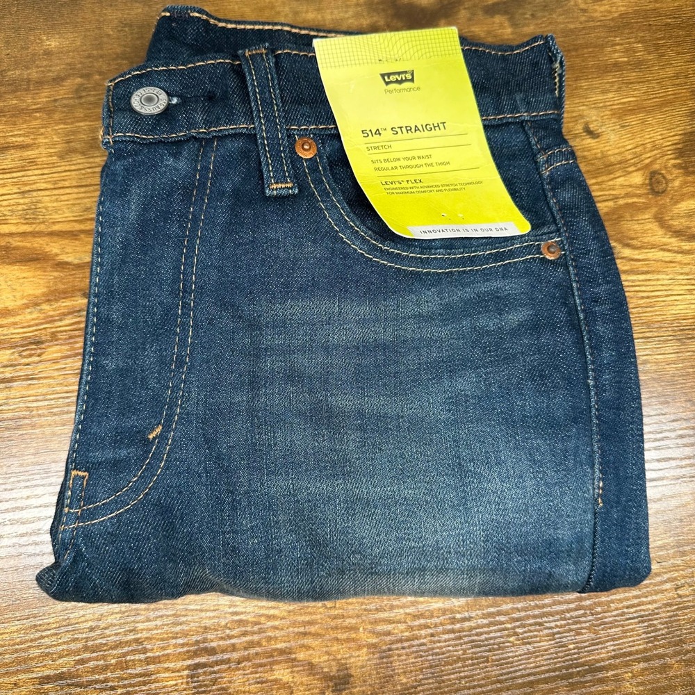 Levis 514 Straight Fit Mens Jeans 30x30 Dark Wash Stretch Performance Denim NEW